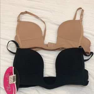 Black and Tan plunge Bras